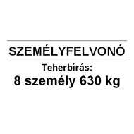 Műanyag tábla - Terhelési tábla: 630 kg, 8 személy személyfelvonó