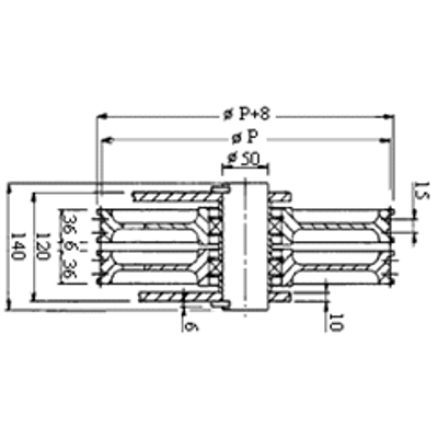 Hidraulikus szemberforgó kötéltárcsa D360 2x2xd9