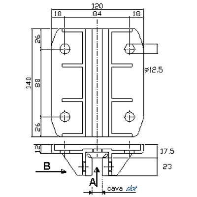 Vezetőcsúszó betét c=10,5 mm magasság: 140 mm (T731 csúszóházhoz)