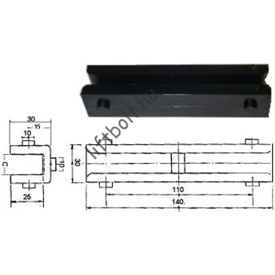 Vezetőcsúszó betét fülkére - Monitor c=16, hossz.: 140 mm