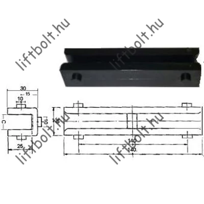 Vezetőcsúszó betét fülkére - Monitor c=16, hossz.: 140 mm
