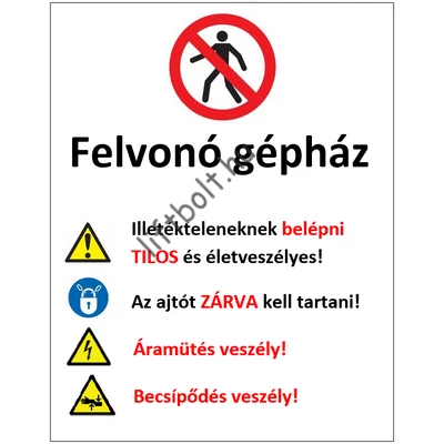 Műanyag tábla - Gépház tábla