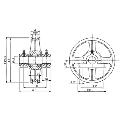 Terelőtárcsa D400 4xd10 bakcsapággyal